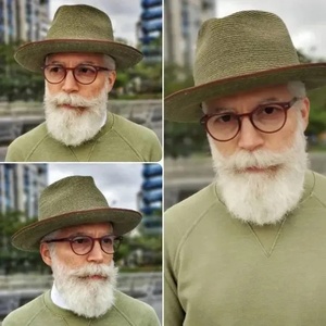 Green Woven <b>Straw</b> <b>Fedora</b> Hat Wide Brim Summer Dress Cap Natural Grass for Outdoor Travel Casual Wear - Product Image 2
