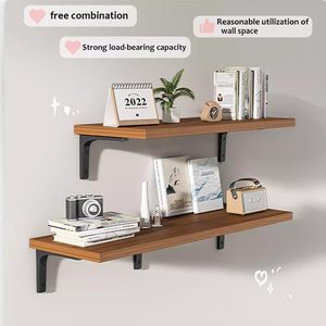 Nhiệm vụ nặng nề kệ gỗ nổi hiển thị kệ có thể điều chỉnh treo tường kệ sách Walnut Màu 3 Chân Đế mỗi Hội Đồng Quản Trị - Product Image 3