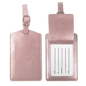 Étiquette <span class=keywords><strong>de</strong></span> bagage en cuir PU double face, couleur unie, pour publicité d'agences <span class=keywords><strong>de</strong></span> <span class=keywords><strong>voyage</strong></span>, personnalisable avec LOGO, vente en gros transfrontalière - Product Image 5