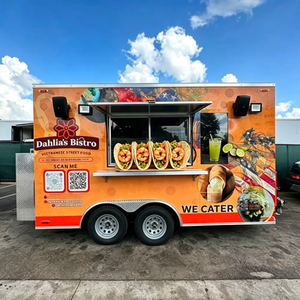 Remorque de tacos pour marché nocturne mobile avec construction en fibre de verre, gril à plateau plat et lampe chauffante pour la <span class=keywords><strong>vente</strong></span> de collations et de bonbons en fin de soirée - Product Image 1