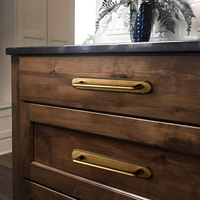 Gagang perangkat keras kabinet panjang Modern tarikan furnitur berkualitas baik dengan pelat belakang untuk penggunaan laci & lemari dapur kamar mandi