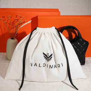 Bolsa grande ecológica de sarga de algodón con cordón para bolso de zapato abrigo logotipo personalizado impreso muselina algodón embalaje de regalo bolsa antipolvo - Product Image 2