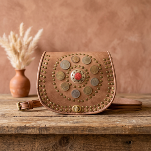 Sac à bandoulière en cuir véritable marron foncé - Product Image 3