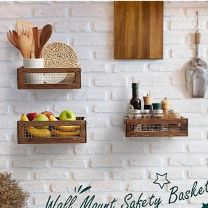 Estante de Almacenamiento de Madera con Rejilla Metálica, Organizador Rectangular para Artículos de Papelería y Cuidado Personal - Product Image 3