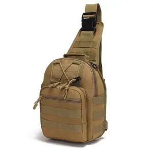 Outdoor Tactical Men Crossbody Bag Men's Tactical Khaki Chest Bag Single Shoulder Molle Tactical Sling Bag