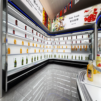 Vitrine Réfrigérée Commerciale Verticale à Front Ouvert, Multi-Niveaux, à Rideau d'Air, pour Boissons, Fruits et Produits Laitiers