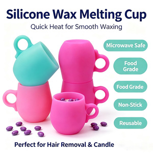 Eco Friendly Silicone Wax Melting Cup Microwavable Soy Wax Beads Melting Bowl <b>Reusable</b> DIY Candle Making Pot Custom Logo - Product Image 1