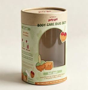 Recycled Food Grade Kraft Paper Cylinder Box with Transparent PVC Window, Custom Printed for <b>Confectionery</b> Snack Packaging - Product Image 1
