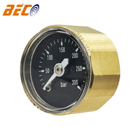 Factory Supply 28mm Mini High Pressure Gauge 0-300bar Mechanical Pointer Type with Original Copper-colored Case High Precision