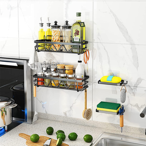 Estante de <span class=keywords><strong>Baño</strong></span> Autoadhesivo Negro, 2 Unidades, Organizador de Ducha, Cesta de Almacenamiento <span class=keywords><strong>para</strong></span> Ducha <span class=keywords><strong>Sin</strong></span> Perforaciones - Product Image 2