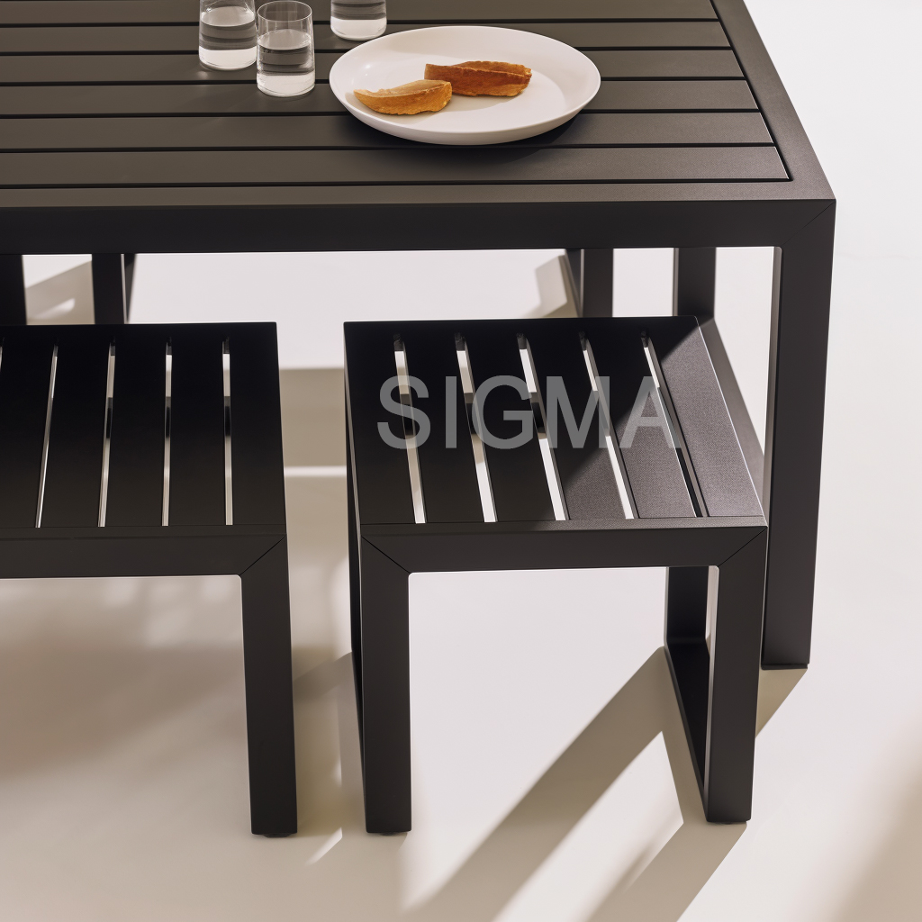 Wholesale New Design Garden Furniture Set Outdoor Patio Solid Aluminum Soft Cushion Chair Dining Table 4 6 8 Seater
