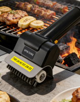 Brosse à gril sans fil rechargeable en acier inoxydable, nettoyeur électrique pour grilles de barbecue extérieures