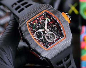 Luxury Men's Carbon Fiber Mechanical Watch 43mm Irregular Case Rubber Band <b>Chronograph</b> Analog Dial Sapphire Crystal - Product Image 1