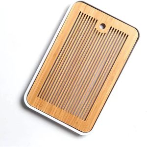 Ufine 15 Inch Bamboo Gongfu Tea Tray With Drainage & Storage - Chinese Kung Fu Tea Serving Table Box Set