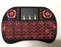 I8 Keyboard nirkabel Mini I8 2.4G, kendali jarak jauh Mouse terbang udara Backlit Inggris Rusia Spanyol Prancis untuk Android Tv Box
