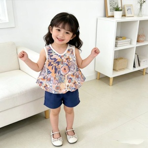 Ropa Infantil <span class=keywords><strong>de</strong></span> Verano, Estilo Europeo Americano, Conjuntos <span class=keywords><strong>de</strong></span> Moda con Hombros Descubiertos, Ropa para Niñas, Primavera 2026, Poliéster - Product Image 4
