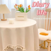 Nouveau Style sans rides Anti-décoloration nappe gland carré intérieur et extérieur Table à manger couverture coton lin nappe