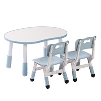 Ensemble table et chaise en plastique en forme d'arachide, bureau d'apprentissage réglable en hauteur pour bébé, maternelle, moderne et minimaliste