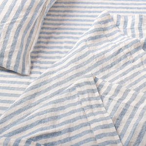 Роскошное постельное белье oekotex 100 Французская линия два цвета полосы комплект постельного белья полосатый Лен постельное белье с наволочками застежка галстук AU king s - Product Image 5