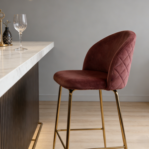 Tabourets de <span class=keywords><strong>bar</strong></span> hauts en velours rose poudré, hauteur 65 cm, avec dossier, pour comptoir, cuisine, <span class=keywords><strong>bar</strong></span> à domicile, pub, salle à manger, petit-déjeuner - Product Image 2