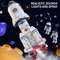 Eğitim bilimi oyuncaklar çocuklar uzay gemisi uzay roket gemi oyuncak w/fırlatma kontrolü merkezi ve Mini astronot ve hafif müzik püskürtme