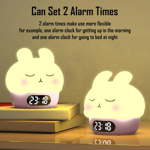 <span class=keywords><strong>Veilleuse</strong></span> avec minuterie d'arrêt automatique 10 20 30 min, lampe d'aide au sommeil rechargeable en silicone en forme de <span class=keywords><strong>lapin</strong></span>, horloge de bureau pour chambre d'enfant - Product Image 6