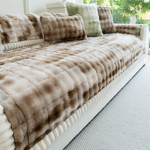<b>Sofa</b> <b>Cover</b> Thickened Plush Faux Fur 145-185CM Winter Style Non Slip <b>For</b> <b>Sofa</b> Cushions - Product Image 1