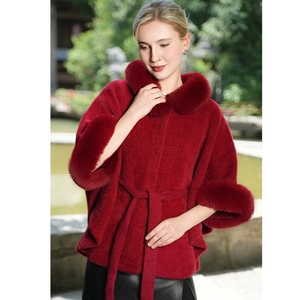 Women Elegant Faux Fur Shawls with Sleeve Belt Flurry Winter Warm Cloak Fashion Shawl <b>Wrap</b> for Wedding Cocktail - Product Image 2