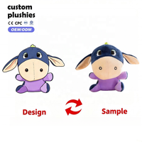 Peluche âne Eeyore de dessin animé bleu foncé et violet, jouet en peluche, coussin de sommeil pour enfants, cadeau d'anniversaire pour enfants