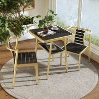 Ensemble table et chaises en alliage d'aluminium pour balcon, cour, extérieur, empilable, design minimaliste moderne, imperméable, villa, jardin