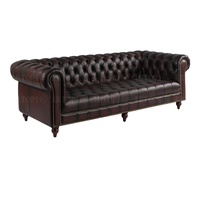 Chesterfield – ensemble de canapés en cuir véritable, meubles anciens, 3 places