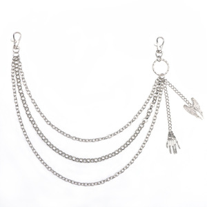 Cadena de cintura con colgante de mano de calavera y alas de ángel, de aleación de zinc, estilo Hip Hop de Halloween, cadena corporal de moda con múltiples bucles, blanco K - Product Image 5