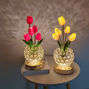 Smart Home Products <b>Tulip</b> Crystal Table Lamp High-End Bedside Night Light Smart Home Desktop Ornament with Wedding Atmosphere - Product Image 1