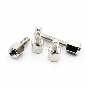 Rame di alta qualità nichelato # Distanziatore esagonale 4-40*5+<span class=keywords><strong>L</strong></span> maschio-femmina con vite di regolazione per schede PCB, schede madri, VGA, DVI, COM - Product Image 1