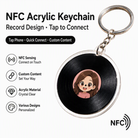 Mini porte-clés personnalisé en acrylique Anime pour disque vinyle avec NFC, breloque musicale légère