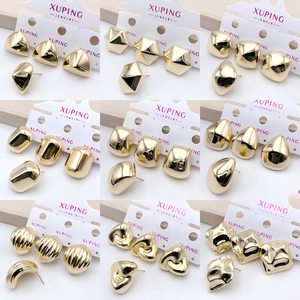 Colección de Aretes <span class=keywords><strong>XUPING</strong></span> en Color Oro de 14K, <span class=keywords><strong>Material</strong></span> ABS, Antidesvanecimiento, Hipoalergénicos, Elegantes, Accesorios para Orejas de Mujer, Suministro al por Mayor - Product Image 4
