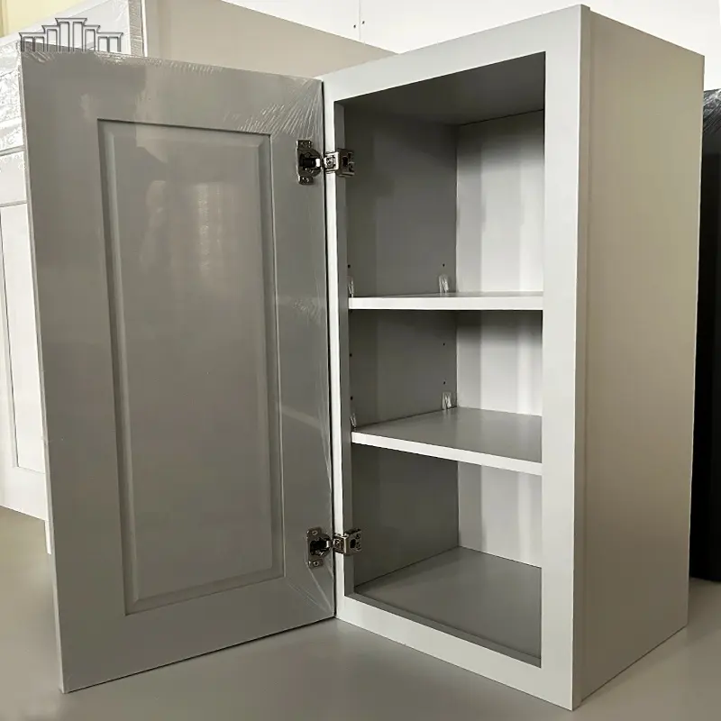 Vietnam pabrikan produk baru Unit kabinet dapur modular desain modern pengocok abu-abu Muda pintu kayu lemari dinding Kichen