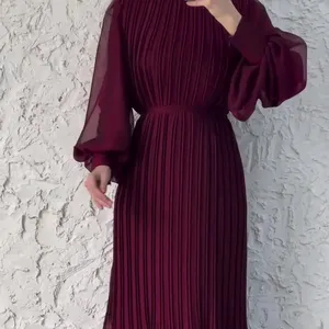 2024 Muslim Maxi Dress Solid Color Robe For Women Islamic Dubai Ramadan Eid Mubarak Prayer Clothes Modesty Kaftan