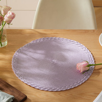 Set de table rond en PP tissé avec bordure tressée double couche pour la décoration de table de mariage et de salle à manger à domicile