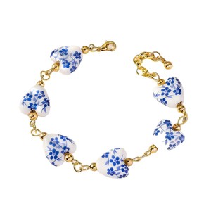 <span class=keywords><strong>2025</strong></span> phụ nữ mới của đồ trang sức thanh lịch màu xanh và trắng sứ hình trái tim Gốm Hạt Vòng đeo tay Phong cách Trung Quốc Quà Tặng - Product Image 5