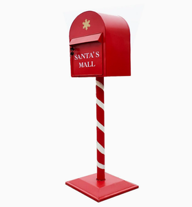 Boîte aux lettres rouge vintage <span class=keywords><strong>du</strong></span> Père Noël |   Boîte aux lettres autoportante rayée Candy Cane |   Décorations de centre commercial de Noël et boîte de collecte de lettres de vœux - Product Image 3