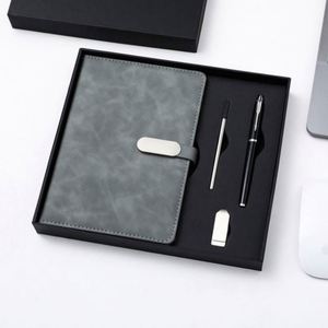 Juego de Regalo de Cuaderno A5 de Lujo, Agenda Personalizada de Cuero PU, Incluye Bolígrafo Metálico y Caja USB para Organización - Product Image 4