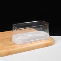 Boîte à dessert transparente en PET pour cupcakes, muffins, mochi, pudding, plateau jetable à 2 compartiments, qualité alimentaire pour la cuisson et la livraison
