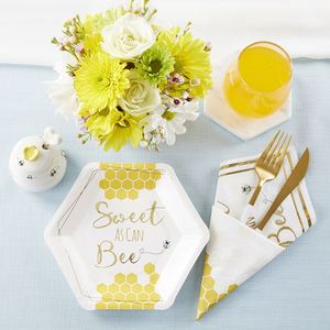 Modern 9 Inch Hexagon Bee Paper <b>Plates</b> for Gender Reveal Party Factory Direct Hot Selling Item - Product Image 2