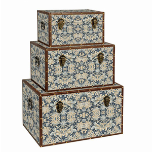 Retro Nostalgic Vintage Wooden Suitcase Creative Ornaments Leather Trunk Storage Box