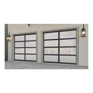 Cadre en alliage d'aluminium noir moderne lumière naturelle <span class=keywords><strong>porte</strong></span> <span class=keywords><strong>de</strong></span> <span class=keywords><strong>garage</strong></span> coulissante <span class=keywords><strong>sectionnelle</strong></span> en verre trempé <span class=keywords><strong>pour</strong></span> Villa Park Farmhouse Home - Product Image 2