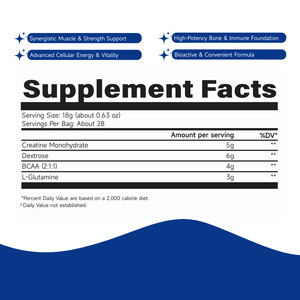 Créatine en poudre post-entraînement de qualité supérieure, <span class=keywords><strong>BCAA</strong></span>, Dextrose, Glutamine, fabrication de marque privée, OEM, COA, certifié biologique - Product Image 4