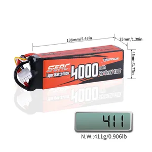 SUNPADOW 4S 14.8V Lipo Battery 4000mAh 130C Soft Pack With Deans XT60 Plug For RC Car Truck Boat Vehicles Tank Buggy