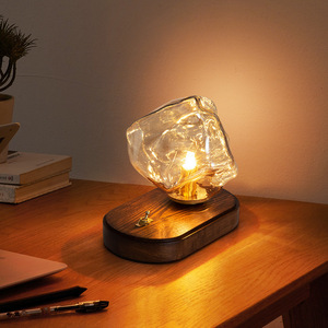 Nordic Design Retro Style Table Lamp Bedroom Bedside Wooden Art Ice <b>Cube</b> Small Desk Study Reading Night <b>Light</b> Retro Style Design - Product Image 1