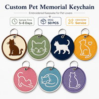 Grosir Gantungan Kunci Kenangan Hewan Peliharaan Custom Bordir, Gantungan Kunci Kucing, Liontin Tas Kain Personalisasi untuk Pecinta Kucing, Pembelian Grosir MOQ 50 pcs